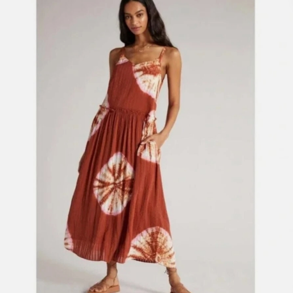 The Odells Cora Tie Dye Seersucker Maxi Dress Pomelo Multi NWT Women’s XS